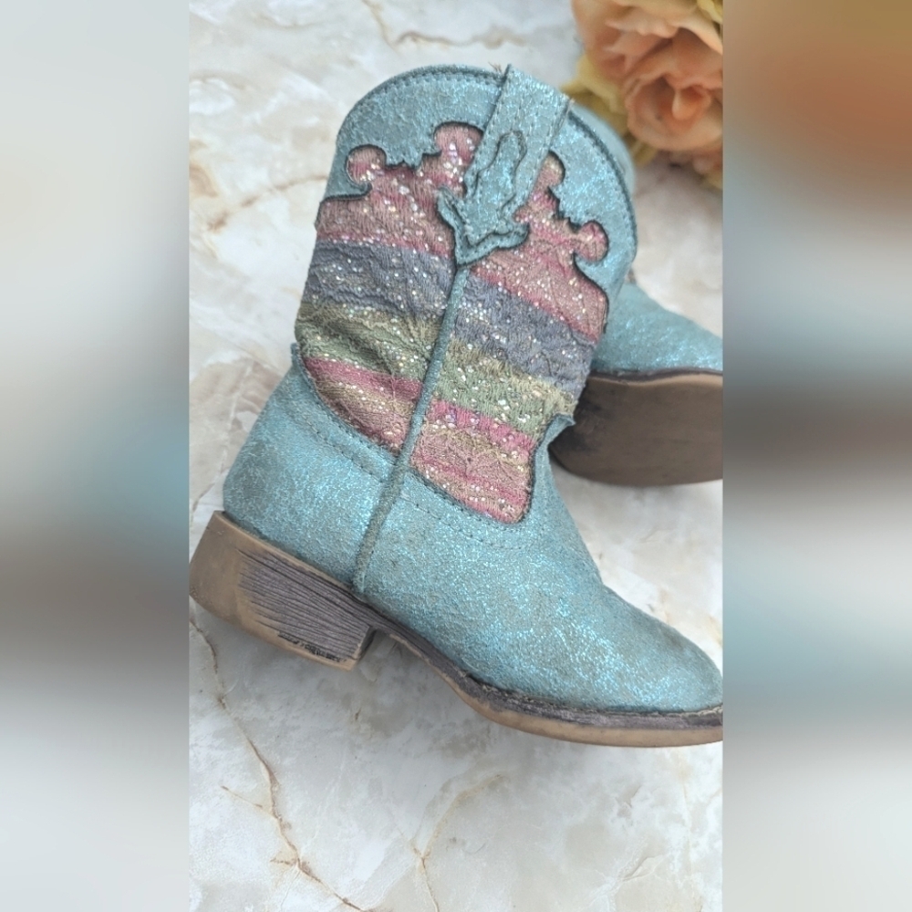 Roper Girls Glitter Lace Cowgirl Western Boots ToddlerS 7